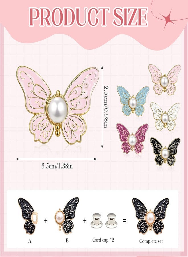 TecoKart® 5 Sets Butterfly Jean Buttons Waist Tightener for Loose Pants, No-Sew Adjustable Waist Buckle Clips, Detachable Decorative Jean Button Pins for Women’s Jeans & Skirts - Image 4